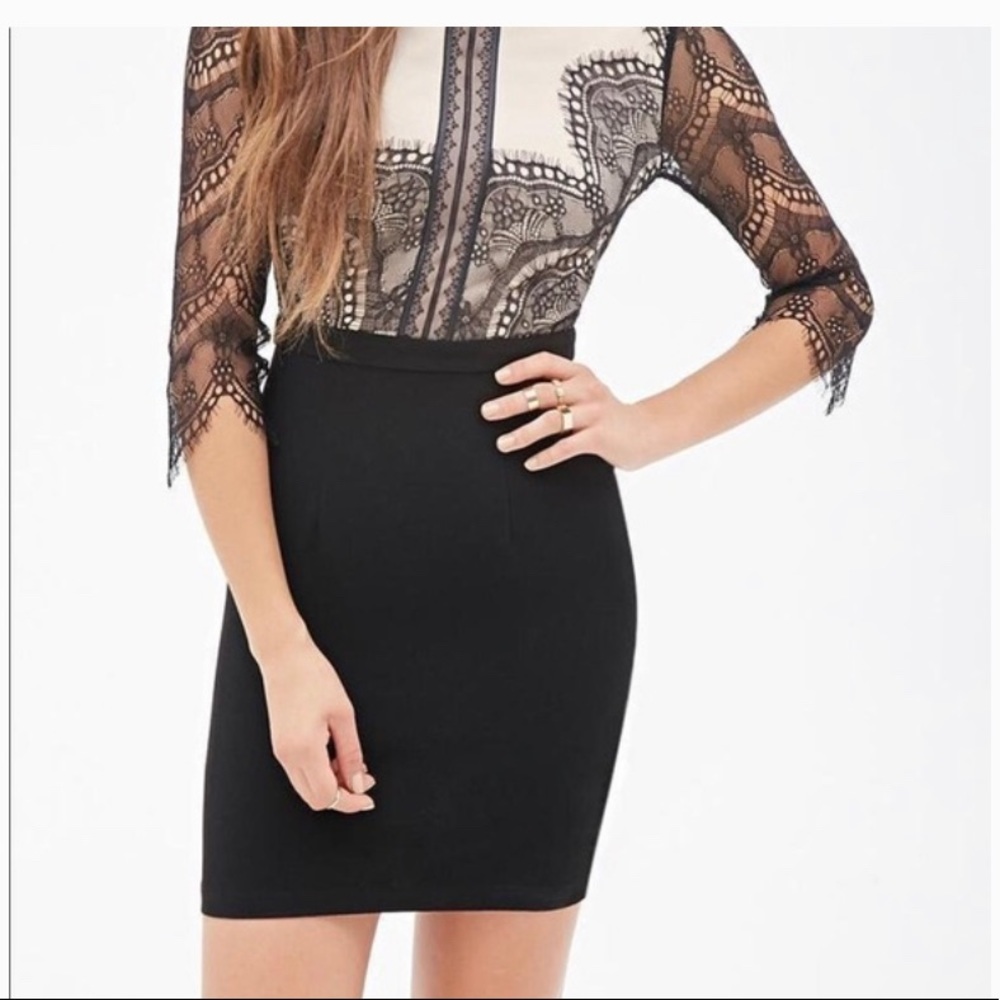 NWT forever 21 beige/black lace cocktail dress - Small